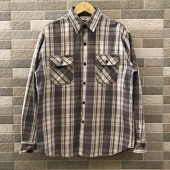 Gray and White Plaid Flannel Shirt - Picture 1 of 5